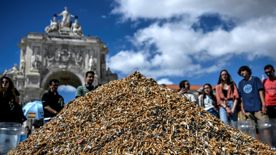 Climate activists heap up 650,000 cigarette butts in Portugal